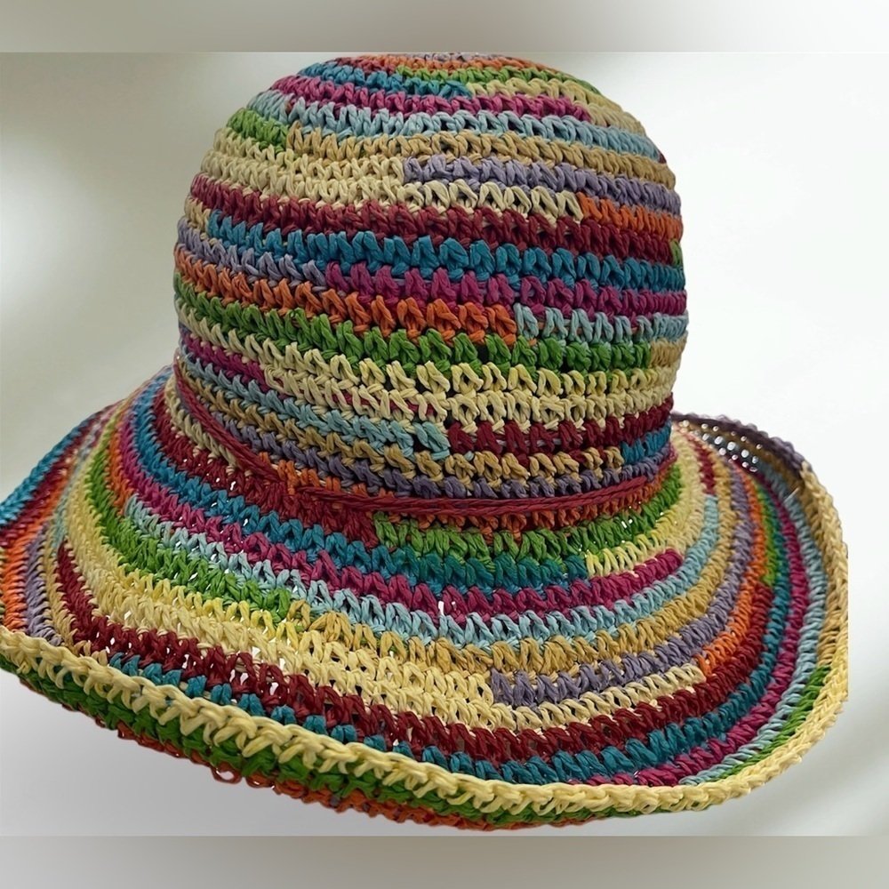 Jacobson Hat Co. Ladies Floppy/Straw Hat. Multi fun vibrant colors.